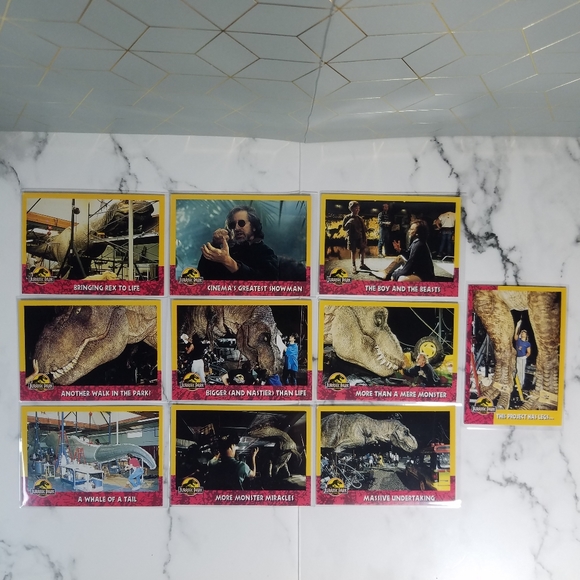 Vintage JP Topps Trading Cards Lot of 10 Jurassic Park Movie Cards Lot # 4 - Picture 1 of 8